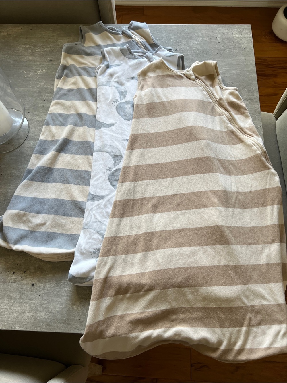 Striped Cotton Baby Sleep Sack - Beige/White and Blue/White Options